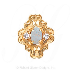 GS488 OP/D - 14 Karat Gold Slide with Opal center and Diamond accents 